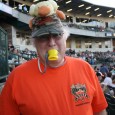 Work hard, play hard My group and I had the honor of reporting on the crazy Ducks fans we found at the stadium. When we say Duck fans, we mean guys that have plush ducks strapped to their heads and bright orange tee shirts.