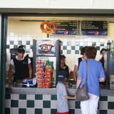No matter the game, there's always time for a trip to the concession stand. This was during the Long Island Ducks vs. Southern Maryland Blue Crabs game Tuesday, July 24, 2012, at Bethpage Ballpark. Photo by Rachel Siford