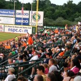 Long Island Ducks fans assemble at Bethpage Ballpark on July 24, 2012 to watch the Ducks play the Blue Crabs. Photo by Matthew Maron